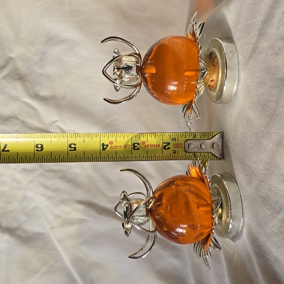 Vintage mid-century atomic orange lucite candle holders 60s 70s - Picture 6 of 7